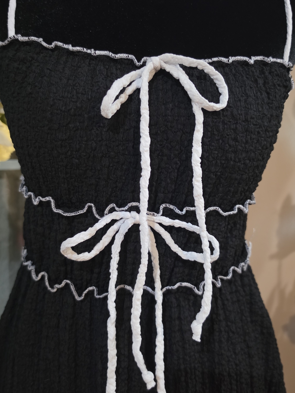 See You Monday Black Midi Dress with White Trim - Picture 3 of 8